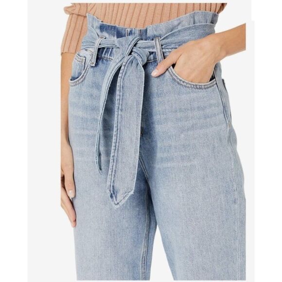 JOES JEANS Brinkley High Rise Paperbag Jeans Self Tie Waist Loose Fit Light Wash - Picture 3 of 14